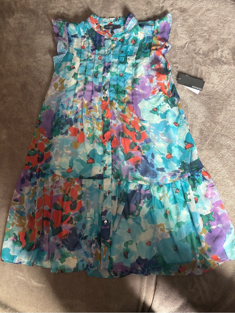 Donna Ricco Multi-Color Watercolor Floral A-Line dress